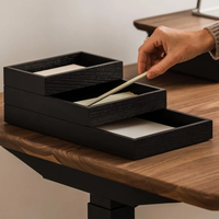 Plateau de service rectangulaire en bois, long plateau à charcuterie, pliable et empilable, pour cuisine, décoration intérieure, laqué, rangement salle de bain