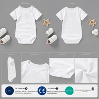 Combinaison bébé à manches courtes en coton biologique certifié, lavable en machine, blanche unie, pour les vendeurs de commerce électronique