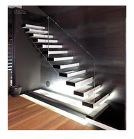 Escaliers personnalisés avec verre trempé, escalier droit mono