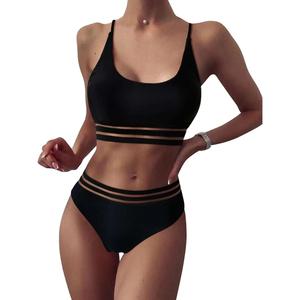 JSN148 Costume da Bagno Sexy <span class=keywords><strong>Brasiliano</strong></span> Personalizzato con Contrasto in Rete a Vita Alta Etichetta Privata <span class=keywords><strong>Bikini</strong></span> Copricostume 2021 - Product Image 1