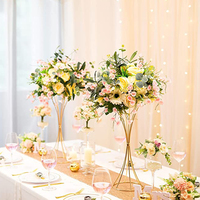 Centres de Table en Métal Doré pour Mariages, Présentoirs Géométriques Floraux pour Événements, Fêtes et Anniversaires