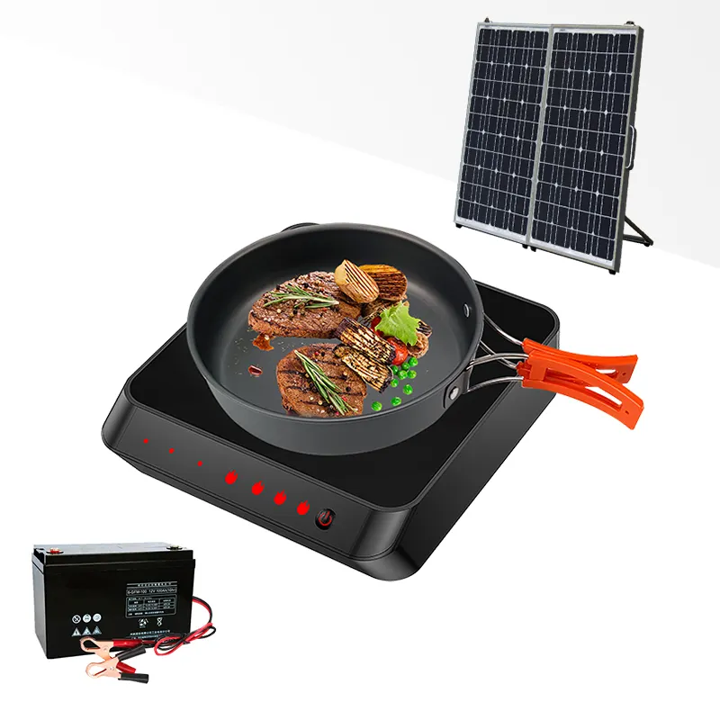 STW painel solar dobrável fogão elétrico de duas placas para acampamento ao ar livre com forno