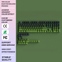 Keycaps PBT 136 touches, profil OEM, dégradé Matcha, injection bicolore, gravure latérale, translucides, vente en gros