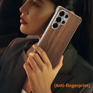 Étui de téléphone magnétique en bois de noyer avancé avec panneau arrière pour Samsung S26 S23 S24 S25 Ultra, coque antichoc sans cadre en métal aluminium - Product Image 2