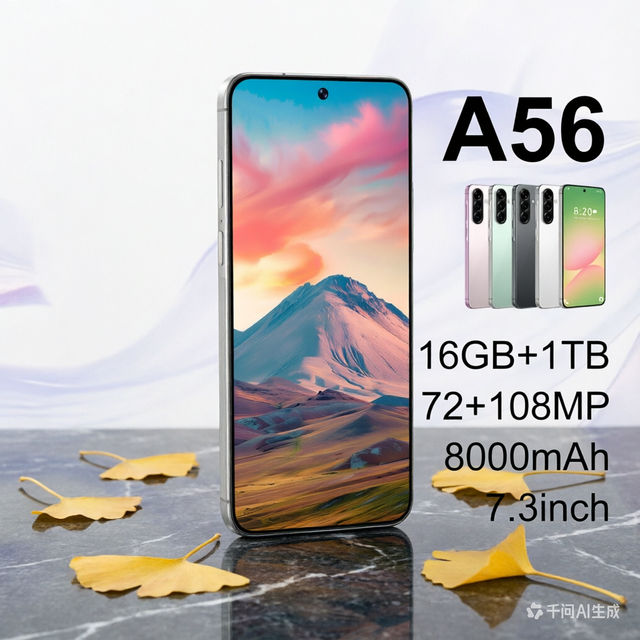 New Model 7.3 Inch A56 5G Phone 16GB+1TB Storage 72+108MP HD Camera MTK Dimensity Series Octa Core CPU Gaming Optimized