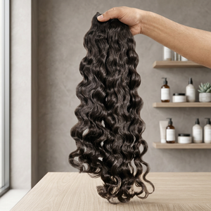 Extensions de cheveux humains naturels noirs bouclés en vrac, tissage bouclé perméable - Product Image 1