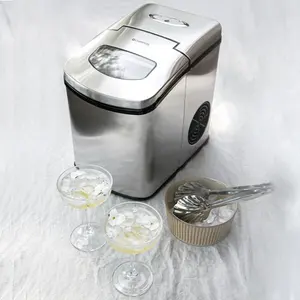 Máquina de fazer gelo doméstica de aço inoxidável 12kg, máquina de fazer gelo para escritório doméstico com CE ROHS CB SAA GCC UKCA cETL Inmetro
