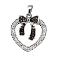 Quà Tặng Valentine Trang Sức Bạc Sterling Tùy Chỉnh Ruy Băng Thắt Nơ Mặt Dây Chuyền Trái Tim Tình Yêu