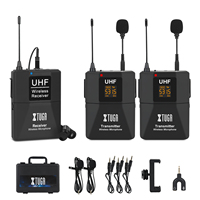 Microphone Lavalier Dynamique Sans Fil UHF avec Réduction de Bruit et Lumières LED, Portée 50m pour Smartphones, Appareils Photo, Conférences et Discours