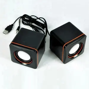 Audio Music Player Square Speaker Compact 3.5mm Jack Laptop Computer One pair Mini Portable USB Wired Computer Speakers