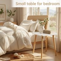 Petite table d'appoint de style nordique avec pieds en bois massif, table d'appoint carrée blanche pour salon et chambre à coucher, montage facile