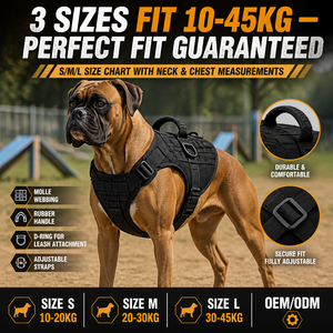 Arnés Táctico para Perro <span class=keywords><strong>Malinois</strong></span>, Marca 900D Oxford, Resistente, con Soporte para Botella de Agua MOLLE, Anillo en D Ajustable - Product Image 1