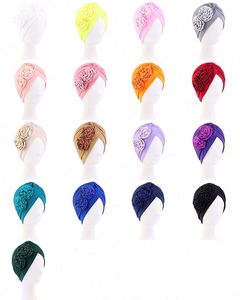 Venta al por Mayor de Hijabs de Poliéster y Spandex para Mujer, Diseño de Moda, Turbantes con Logotipo Personalizado, Pañuelos para la Cabeza con Flores, Multifuncionales, Talla Adulto, OEM/ODM - Product Image 2