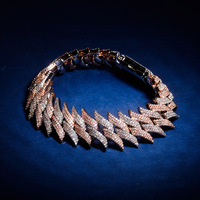 Bracelet de mariage tendance pour homme en or véritable, chaîne cubaine à fermoir ardillon 20 mm, entièrement sertie de zircons, style hip-hop