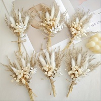 Buket Rumput Pampas Kering Mini Ukuran Khusus DIY Dekorasi Boho Kecil Hiasan Bunga Alami untuk Rumah Toko Hadiah