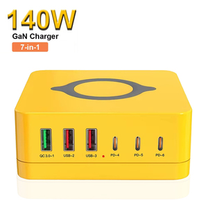 Estación de carga inalámbrica tipo C de cargador rápido multipuerto de 140W con Carga rápida PD 65W QC 3,0 para teléfono móvil iPhone 14 Samsung - Product Image 1