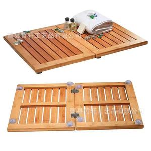 Tapis de salle de bain antidérapant en bois, pliable, rectangulaire, durable, autoportant, multifonctionnel, pour douche - Product Image 1