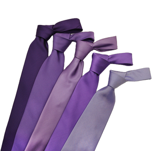 Wholesale <strong>Ties</strong> in Stock 20 Pcs MOQ Classic Purple Solid Color Series Men's Necktie Polyester Woven Skinny Business Neck <strong>Tie</strong> - Product Image 2