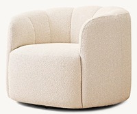 Chaise d'appoint de loisirs confortable de style nordique fauteuil pivotant rond en tissu rembourré pour canapé simple