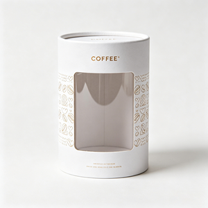 Boîte cylindrique en papier recyclable légère avec fenêtre transparente, tube rond pour emballage de grains de café, pour présentation en supermarché - Product Image 5