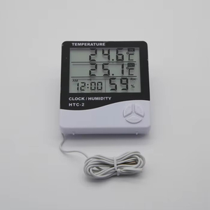 थर्मामीटर हाइग्रोमीटर डिजिटल दोहरी जांच तापमान और आर्द्रता मीटर सेंसर मौसम घड़ी - Product Image 2