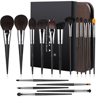 BEILI fournisseur de maquillage 17 pièces ébène XGF chèvre belette cheveux brosse ensemble haute qualité luxe personnalisé logo gravé brosse avec sac