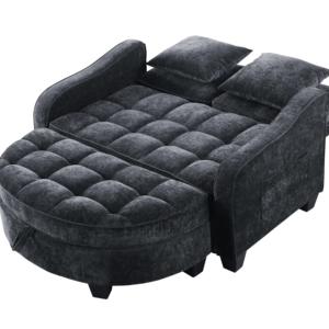 Sofá <span class=keywords><strong>Cama</strong></span> <span class=keywords><strong>Chaise</strong></span> <span class=keywords><strong>Longue</strong></span> Cuadrado de Dos Plazas con Almacenamiento, Diseño Moderno, Espuma Duradera, Ecológico, Negro, Mueble para Sala de Estar - Product Image 1