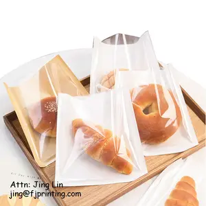 透明定制印刷面包店面包羊角甜圈食品包装PP层压防油纸袋
