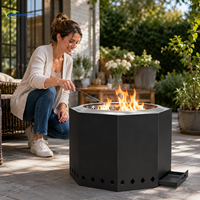 Chauffe-terrasse extérieur hexagonal moderne sans fumée à bois avec cendrier et pique à bois pour foyer extérieur
