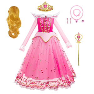 Vestido Largo de Tul Rosa con Mangas Largas para Niñas, Disfraz de Princesa para Halloween, Fiesta de Cosplay, 2026 - Product Image 1