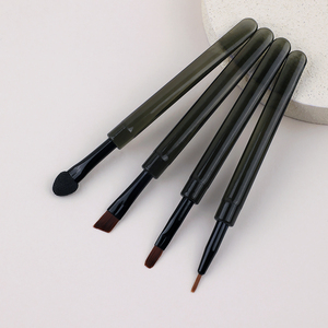 Lot de 4 mini-pinceaux à paupières à manche court, professionnels pour détails, correcteur, sourcils et estompage – Ensemble de pinceaux cosmétiques - Product Image 6