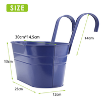 Support de plante de seau suspendu avec crochet couleur sac à dos jardinière en fer en métal pour décoration de clôture de garde-corps de pont extérieur