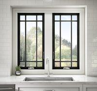 Diseño innovador Ventanas de aluminio de estilo francés con parrilla en el apartamento Ventanas francesas abatibles