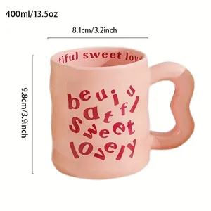 Taza de Cerámica con el Alfabeto Inglés y Asa Irregular, Taza de Café, Linda Taza para Parejas, Taza de Café con Leche, Regalos Creativos para Festivales - Product Image 6