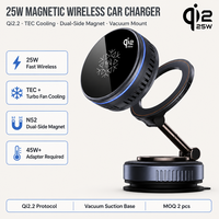 Support magnétique sans fil QI2.2 pour bureau et voiture avec refroidissement semi-conducteur et charge rapide 25W à séparation double face