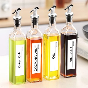 Conjunto de dispensador de azeite e vinagre, recipiente para óleo com funil e etiqueta, garrafa dispensadora de óleo de vidro para cozinha de 16 onças - Product Image 2