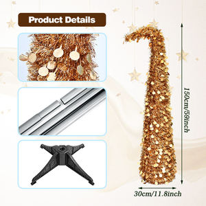 Set Dekorasi dan Perlengkapan Pesta Natal Pohon <span class=keywords><strong>Yew</strong></span> Leher Bengkok yang Dapat Diulur 1,5M, Produk Terlaris Natal - Product Image 1