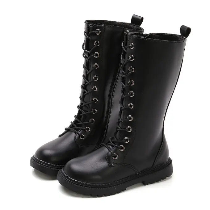 KS1234 Fashion girls winter boots warm plush girls knee high leather boots