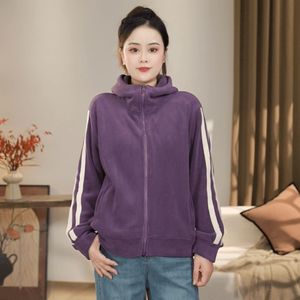 Women Fleece Lined Hooded Zipper Sweatshirt Thick Warm Casual Long Sleeve Windproof Autumn Winter Outwear Red Taro Purple Black - Product Image 4
