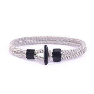 Hợp Thời Trang Hải Quân Phong Cách Tay Dệt Neo Bện Nylon Dây Vòng Đeo Tay Người Đàn Ông Có Ngọc Trai Tôn Giáo Hoàn Hảo Món Quà Kỷ Niệm Người Lướt - Product Image 5