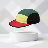 Casquette de camping 5 panneaux personnalisable avec logo, respirante, à panneaux latéraux en maille, pour sports de plein air, multicolore, patchwork