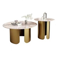 WDY Nuevos muebles de sala de estar modernos Juego de mesa de té simple Juego de mesa de centro de mármol redondo