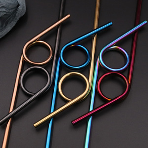 Eco amigável aço inoxidável bent straw reutilizável torto metal palhinhas para <span class=keywords><strong>Amazon</strong></span>
