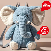 Sac à dos en peluche pour enfant, jouet animal koala éléphant, avec fonction de rangement, musique et oreilles mobiles, compagnon de voyage, cadeau
