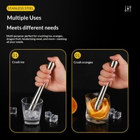 Penghancur Es Koktail Baja Tahan Karat HL 304, Alat Barware untuk Menghancurkan Es, Menekan Buah, dan Melembutkan Daging, Finishing Brushed