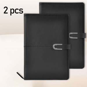 Logotipo personalizado A5 PU Tapa dura cuaderno botón diseño línea Horizontal Diario Negocio personalización - Product Image 1