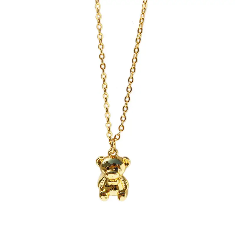 Модные ювелирные изделия из золота, с изображением медвежонка, ожерелье для женщин Америки подарок партии рисунок ожерелья с подвесками Свадебные крест в европейском стиле