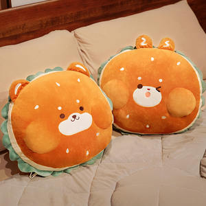 คุณภาพสูงของเล่นก่อนนอนตุ๊กตาอาหารของเล่นตุ๊กตาแฮมเบอร์เกอร์หมอนตุ๊กตา 2 In 1 Kawaii Expressionตุ๊กตาแฮมเบอร์เกอร์ผ้าห่ม - Product Image 2