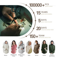 Vêtements Islamiques Ethniques Robe Dubaï Hijab Manches Smockées Robes de Ramadan Femmes Jilbabs Kaftans Abaya Robe de Prière Modeste Musulmane