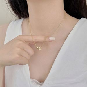 Dylam Stylish Minimalist Design Hypoallergenic S925 Silver Frosted Surface Double Circle <b>Beads</b> Pendant Necklace for Daily Wear - Product Image 3